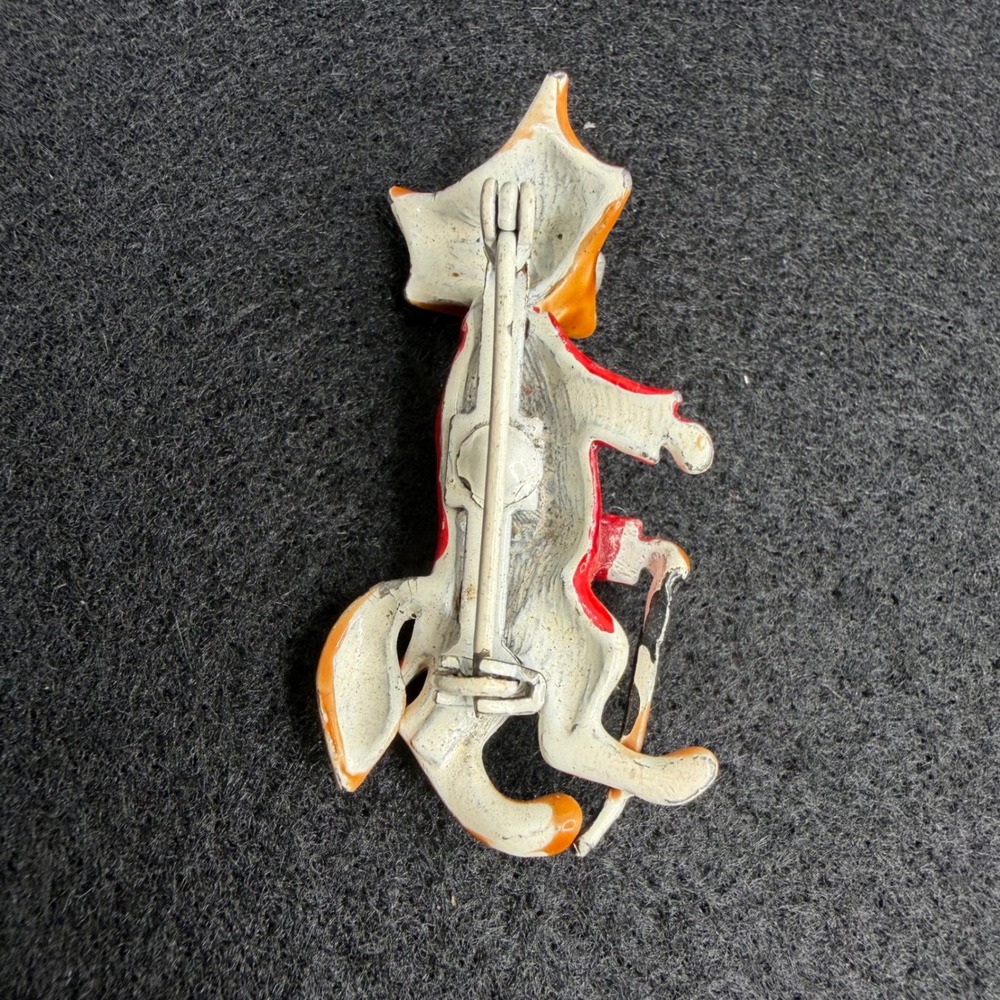 VTG JJ Jonette Fox Enamel Brooch Red Green Rhinestone Eyes Pin Anthropomorphic - Picture 8 of 8